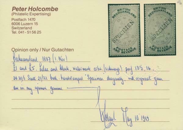 MOMEN: BECHUANALAND SG #10s-12s,14s-21s SPECIMEN MINT OG H **CERT** LOT #60692