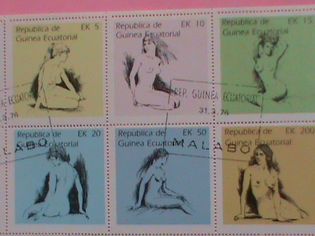 GUINEA EQUATORIAL STAMP-1976 HAND DRAWING NUDE ART PAINTING -MNH STAMP SHEET -