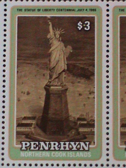 ​PENRHYN ISLAND-1986- SC#342 CENTENARY OF STATUE OF LIBERTY-MNH-IMPRINT STRIP-VF