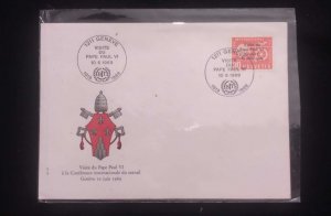 C) 1969. SWITZERLAND. FDC. VISIT OF POPE JOHN PAUL TO THE VI INTERNATIONAL LABOR