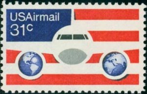 C90 Flag, Plane and Globes MNH single