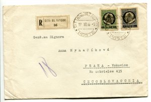 Overprinted Lire 30 of 20 on racc envelope. for Czechoslovakia