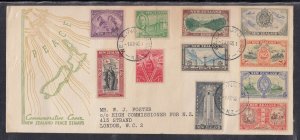 New Zealand Scott 247-57 FDC - 1946 Peace Issue #2