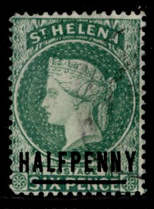 ST. HELENA SG35, ½d green, USED. Cat £21.
