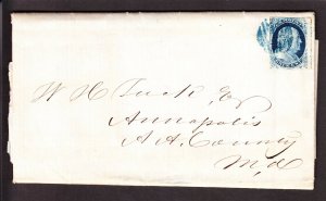 US 7 1c 1856 Franklin Type II Cover R&W Isaac Merch Baltimore Annual Statement