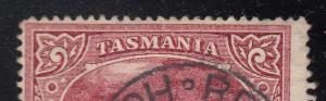 Tasmania 1899-1900 used Sc 93 6p Dilston Falls Red patch lower right corner, ...