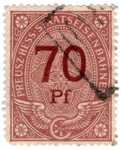 (I.B) Germany Railway : Prussia-Hess Staatseisenbahnen 70pf