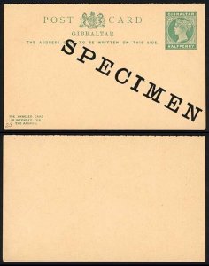 Gibraltar HG23 1/2d Green Reply Card opt SPECIMEN