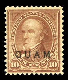 United States Possessions, Guam #8 Cat$90, 1899 10c brown, never hinged, ligh...