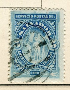 EL SALVADOR; 1890 early classic Pictorial issue fine used 5c. value