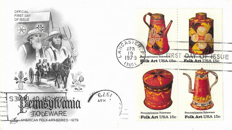 1979 FDC, #1778a, 15c Pennsylvania Toleware, Art Craft