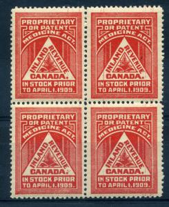 FM1 Canada block of four with three extraneous lines or dots above the period