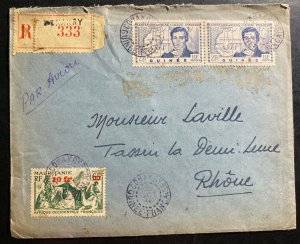 1944 Conakry French Guinea Airmail Registered cover To Rhône France