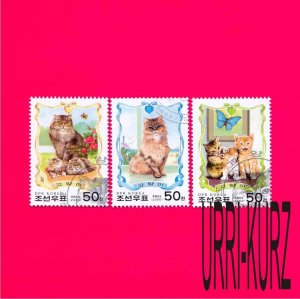 KOREA DPR 2000 Nature Fauna Farm Domestic Animals Pets Cats 3v Sc3959-3961 CTO