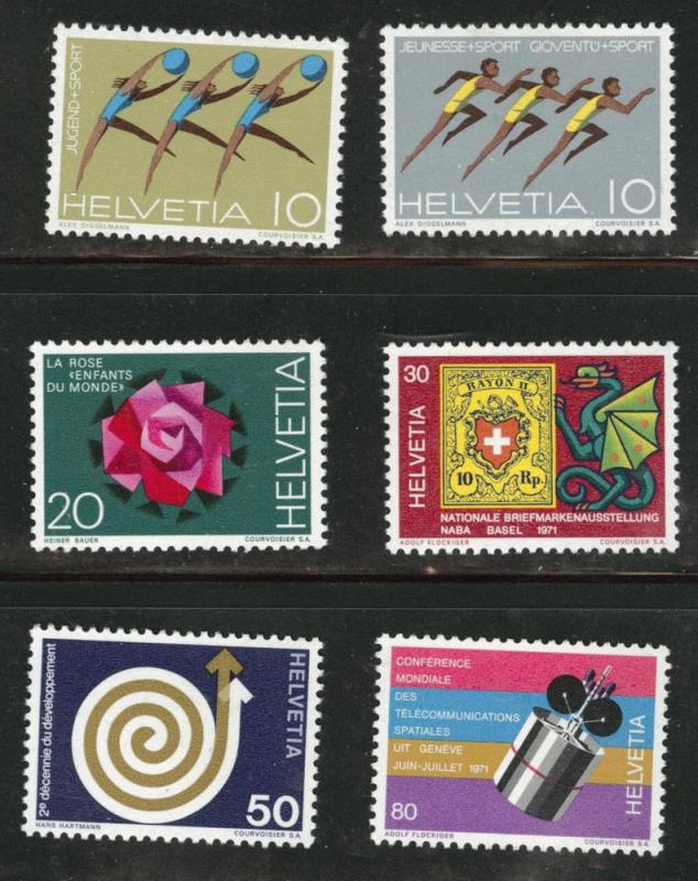 Switzerland Scott 524-529 MH* 1971 set