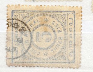 India Cochin 1898 Early Issue Fine Used 3p. NW-15651