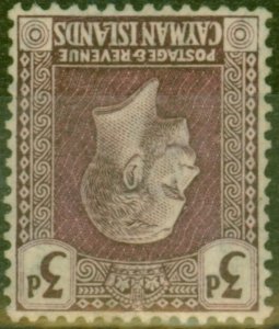 Cayman Islands 1923 3d Purple/Yellow SG75y Wmk Inverted & Reversed Fine Mtd M...