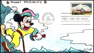 Scott 1454 15 Cents Mt. McKinley Mickey Mouse Ben Kraft Hand Painted FDC Unique?