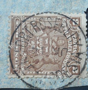 Rhodesia 1898 Two Pence with FORT ROSEBERRY inverted date (SC) postmark