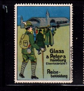 German Advertising Stamp - Glass & Peters Clothiers, Hamburg - Travel Attire