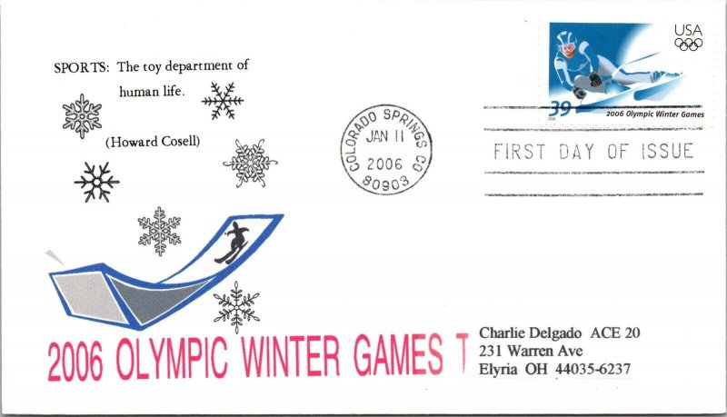 ACE FDC 2006 SC #3995 Olympic Winter Games - Colorado Springs, Co - Single - D59