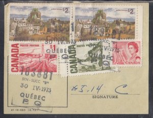 Canada - Apr 1973 Quebec, PQ $5.14 Postal Receipt