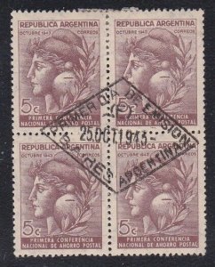 ARGENTINA 1943 Ahorro Postal Conference block of 4 with first day pmk......A7198