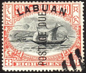 1901, Labuan 8c, Postage Due, Used, Sc J6