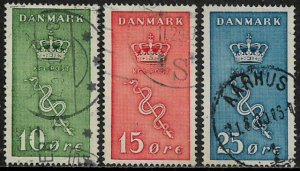 Denmark #B3-5 Used Set - Crown and Staff of Aesculapius (b)