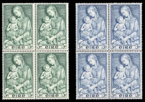 Ireland #151-152 Cat$32, 1954 Marian Year, set of two in blocks of four, neve...