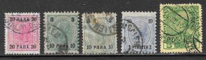 AUSTRIA OFFICES IN CRETE  TURKEY 1890-1908 JERUSALEM Cxls 5 Stamps Used
