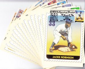 Set 20 USPS FDC Legends of Baseball All Century Maxi Post Cards  #3408a-t 2000