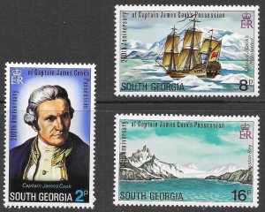 South Georgia Scott 41-43 MNH Captain James Cook Set of 1975