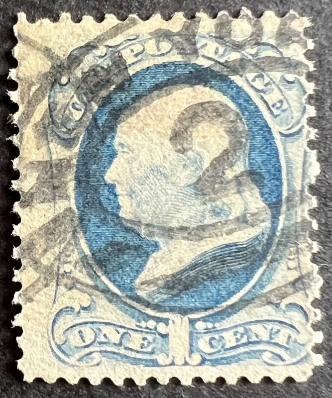 Scott#: 145 - Benjamin Franklin, w/o Grill 1¢ 1870 used single stamp - Lot 2