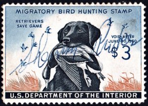 RW26 $3.00 Labrador with Mallard Duck Stamp (1959) Used