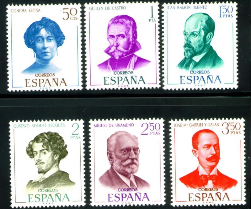 SPAIN Scott 1624-1629 MNH** Writer set Edifil 1705-1708