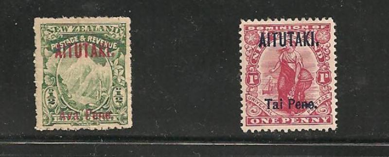 Aitutaki #1, 2  mh, f-vf, Cat. $10.25