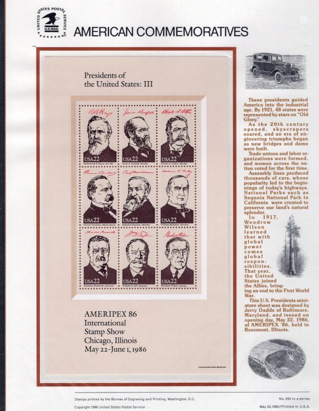 2216-2219 Ameripex 86 Commemorative Panels (4) P.O. Sealed Selling At Face