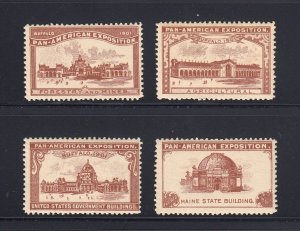 1901 BUFFALO EXPOSITION: Pan-American Expo - (4) Brown Cinderella/Poster Stamps