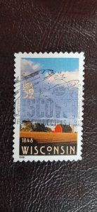 US Scott # 3206; used 32c Wisconsin from 1998; VF/XF centering; off paper