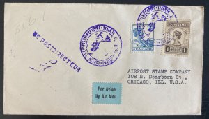 1929 Paramaribo Suriname First Flight Airmail Cover FFC To Chicago IL Usa