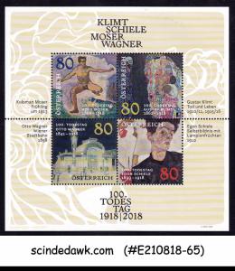 AUSTRIA - 2018 DEATH CENTENARIES / PAINTING - MIN. SHEET MNH