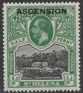 Ascension 1  1922  1/2 d  fvf mint - hinged