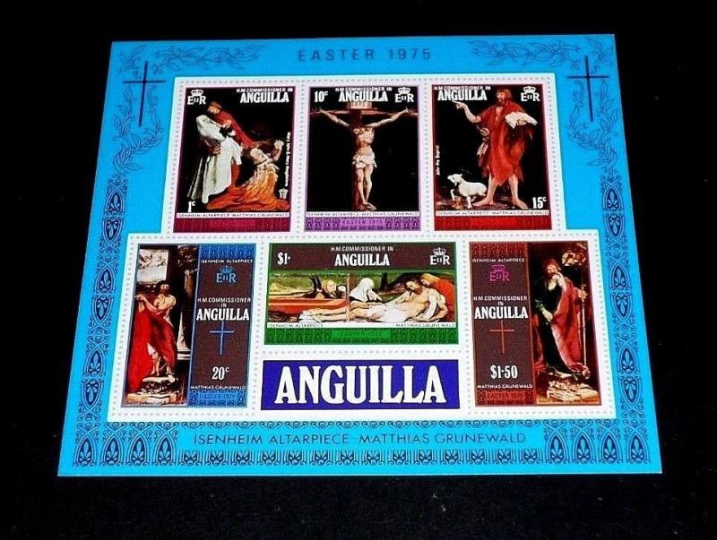 ANGUILLA #216a, 1975, EASTER, SOUVENIR SHEET, MNH, NICE LQQK