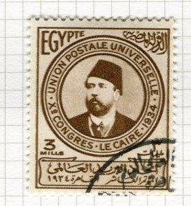 EGYPT; 1934 early UPU Cairo Congress issue fine used 3m. value