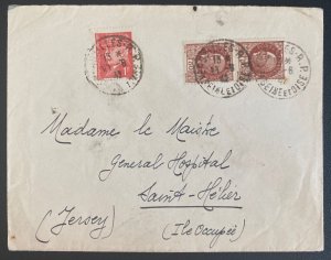 1942 Versalles France Cover To St Helier Occupied Jersey Channel Island