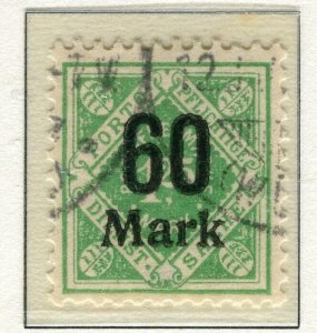 WURTTEMBERG; 1921 early Numeral surcharged issue fine used 60M. value