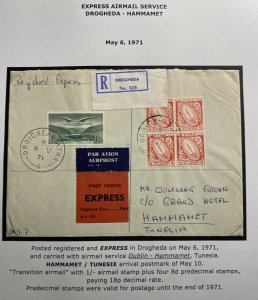 1971 Drogheda Ireland Airmail Express Cover To Hammemet Tunisia