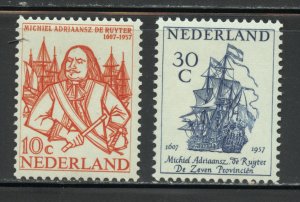 Netherlands Scott 370-71 MNHOG - 1957 Adm M A de Ruyter - SCV $2.95