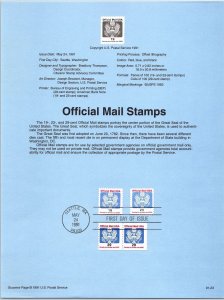 USPS SOUVENIR PAGE OFFICIAL MAIL STAMP SET 19c 23c AND PAIR OF 29c COILS 1991